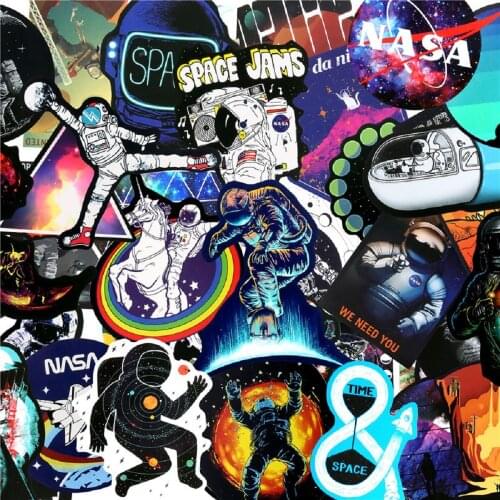 50Pcs Universe Astronaut Spaceman Stickers Outer Space Stickers for Laptop Car Motorcycle Skateboard Fridge Luggage Phone Decal