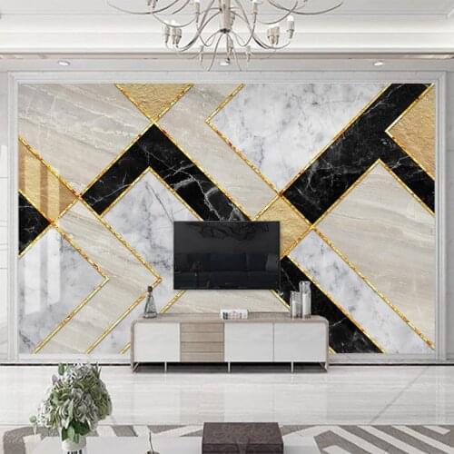 Custom 3D Photo Wallpaper Modern Geometric Marble Waterproof Self-adhesive Mural Wall Paper For Living Room TV Background Decor
