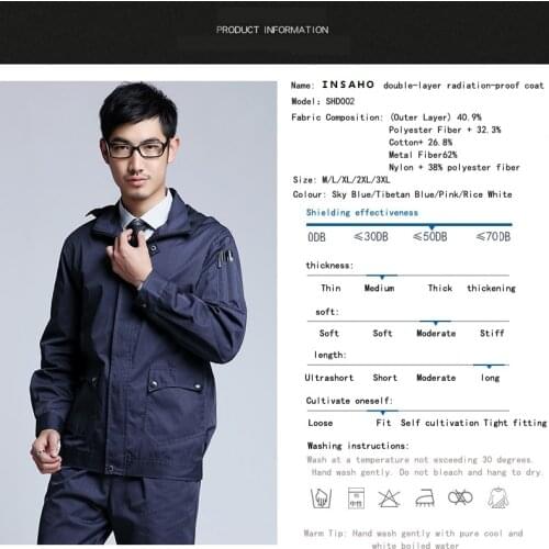 Genuine INSAHO radiation shielding clothes with hood for men & women,overalls for monitoring & control room,machine room.SHD005