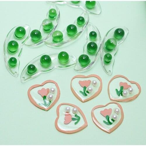 Wholesale 40pcs/lot beads decoration cartoon Pea pods/hearts shape acrylic beads diy jewelry earring/garment accessory