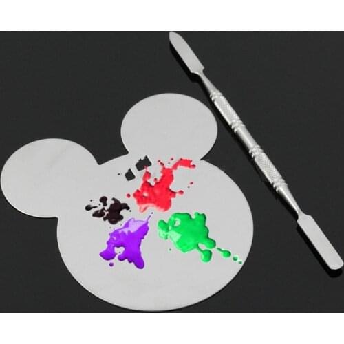 Wholesale Mouse Head Cosmetic Stainless Steel Palette Depotting Spatula Knife Mickey Makeup Artist Palette 100sets Free Shipping
