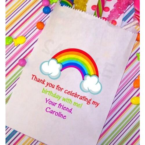 Personalized rainbow Birthday popcorn candy Buffet lolly bags Baby Shower Bakery Cookie goody gift Favors pouches