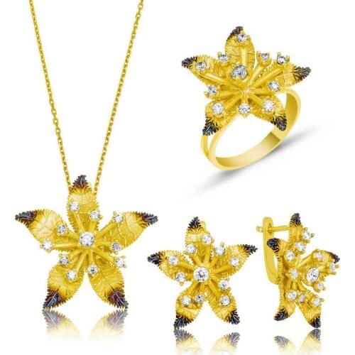 Silver Yellow Flower Women 'S Set
