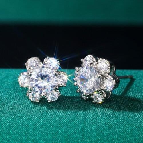 Huitan Delicate Small Flower Design Stud Earrings Women Wedding Accessories High Quality AAA Cubic Zirconia Stylish Jewelry 2021