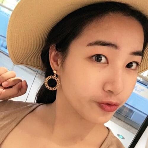European and American Big Circle Hollow-out Clip on Earrings No Pierced for Female Party Luxury Drop Pierced Earrings Wholesale