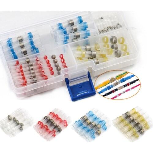 50/100Pcs Heat Shrink Butt Crimp Terminals Waterproof Solder Wire Cable Splice Terminal Kit for Boat Automobile Motorcycle