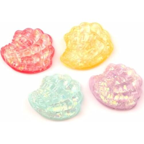 30Pcs Resin Bling Scallop Decoration Crafts Cute Kawaii Beads Flatback Cabochon Embellishments For Scrapbooking DIY Accessories