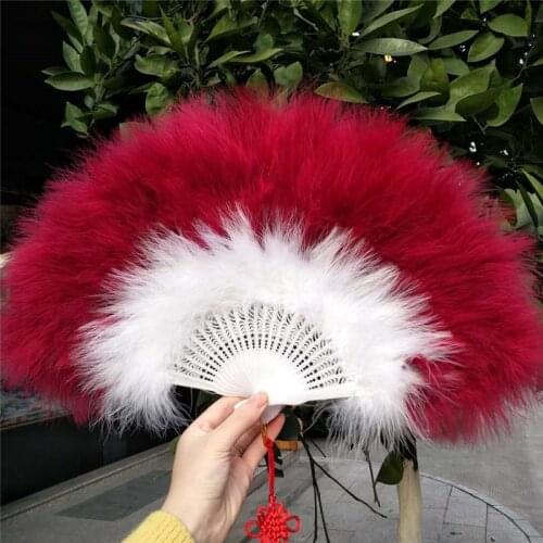 Lolita Feather Folding Fan Japanese Sweet Fairy Girl Gradient Court Dance Hand Fan Art Craft Gift Wedding Party Decoration