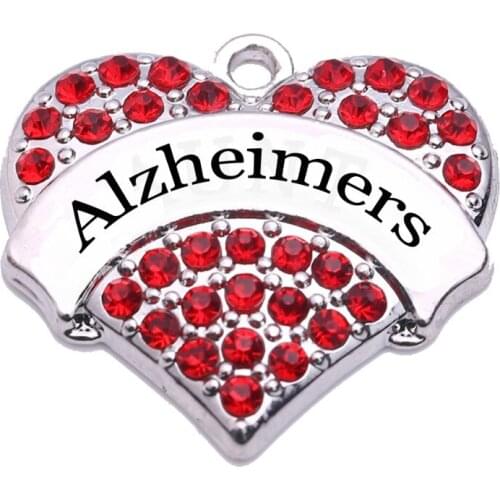 Memories Matter Alzheimers Awareness Pave Heart Charm With Clear Crystal Rhinestones