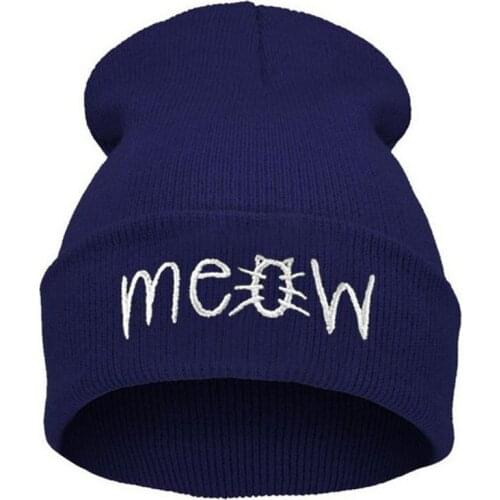 Embroidery text beanies hip hop knit skull cap winter hats for women men,navy black gray dark red