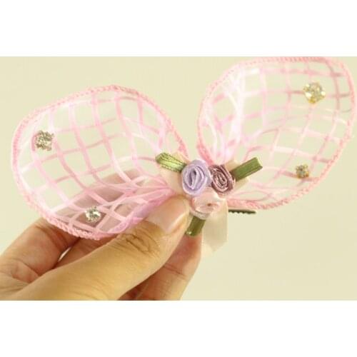 Handmade Bow Hair Clips Teddy York Charpy Bear Hair Accessories Lace Screen Hair Clips Dog Grooming Maltese head flower