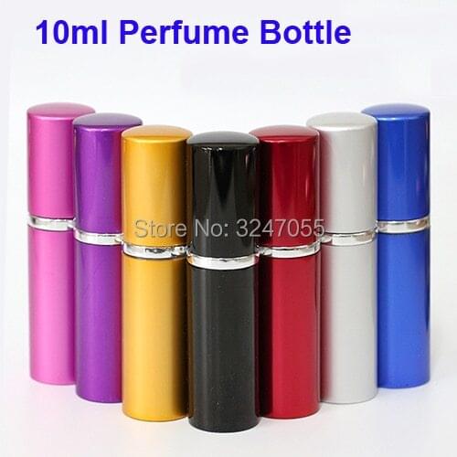 10pcs30pcs50pcs 10ml Aluminum Empty Cosmetic Scent Bottle, Portable Travel Convenient Perfume Spray Mist Refillable Container