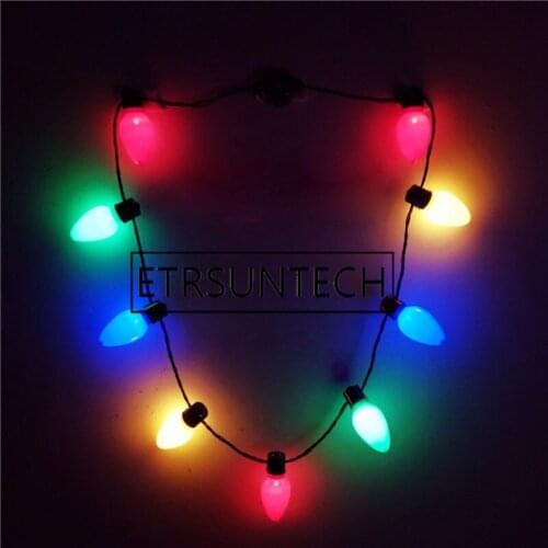 140pcs LED Light Up Christmas Bulb Necklace Glowing Party Favors for Adults or Kids Holiday Party Decoration