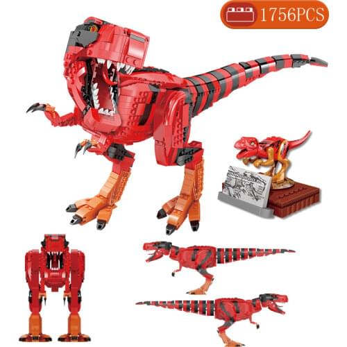 1756PCS Tyrannosaurus Rex Building Jurassic Blocks World 2 Dinosaur Figures Bricks Toys For Children Voice Dinosaurios Gifts