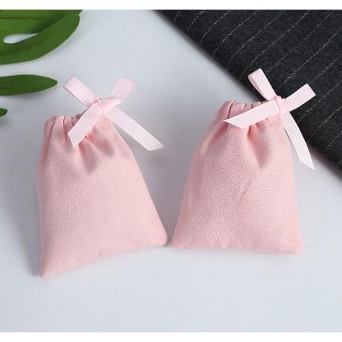 20pcs Pink Cotton Jewelry Bag Packaging Pouch Cotton Drawstring Bag Candy Wedding Party Makeup Gift Bag Print Logo Personalizado