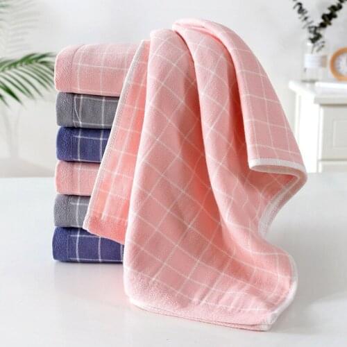 2020 New Cotton Towel 34x76cm Plain Plaid Bath Towel Super Soft Absorbent Water Drying Towel for Shower Swimming Gym