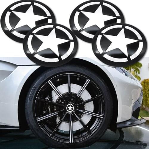 4pcs 56mm Pentagram Sign Logo Car Hub Cover Sticker Decals Car-stying For BMW Audi Ford Honda KIA VW Auto Decoration Accessories