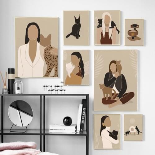 Abstract Fashion Girl Ocelot illustration Wall Art Canvas Painting Nordic Posters & Prints Wall Pictures For Living Room Decor