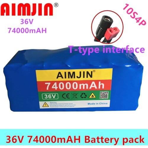 36V Battery Pack 10S4P 74Ah Lithium Ion 18650 Battery Pack 1000W High Power Battery 42V 14000mAh Ebike Electric Bicycle BMS