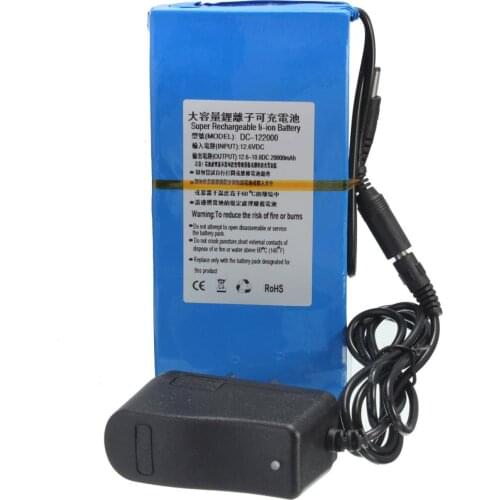 GTF DC 12V 20000mAh Lithium Rechargable Battery Pack 12.6v 20Ah High Capacity Battery for CCTV Camera with EU US plug Charger