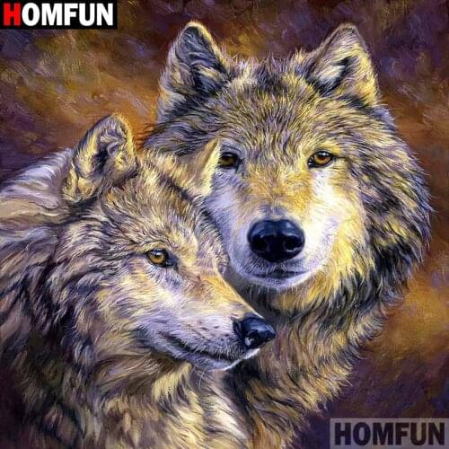 HOMFUN Diamond Painting Cross Stitch "Animal wolf" Full Square Round Diy 5d Diamond Embroidery Picture Rhinestone Art A27329