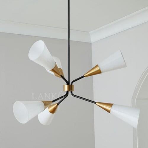 American postmodern minimalist creative horn glass chandelier Nordic retro industrial style clothing store lamps