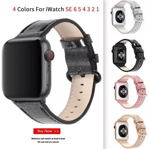 Glitter leather watchband for apple watch band SE 6 5 4 40mm 44mm belt bracelet bands for iWatch Strap series 6 4 3 2 38mm 42mm