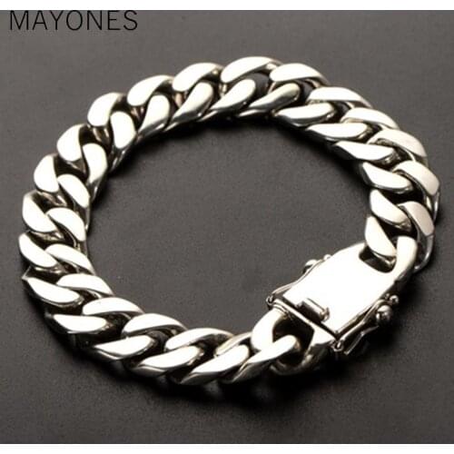 11mm width Genuine 925 Sterling Silver Jewelry Heavy Bracelet For Men 23CM Vintage Punk Style fashion hip hop bracelet