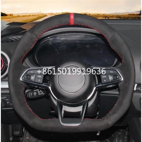 Black Suede Red Marker DIY Car Steering Wheel Cover for Audi R8 2016-2018 TT 2016-2019 TTS 2016-2019 TT RS 2018
