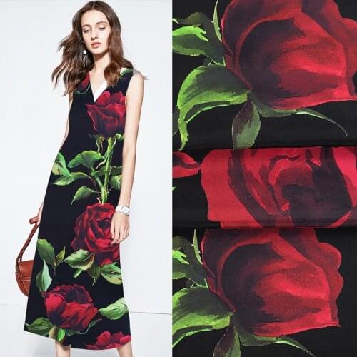 CNUM SCC012 Silk CDC/Red Rose, Big /Silk Fabric 90% Silk 10% Spandex/ Width1.18yd Thickness:28mm/Unit:m