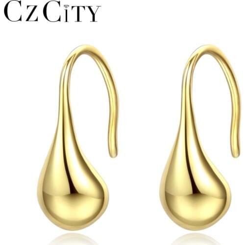 CZCITY Authentic Sterling Silver 925 Waterdrop Design Drop Earring for Women Elegant Engagement Earring Fine Jewelry Accessories