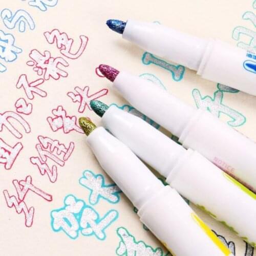 8 Colors Double Lines Contour Art Marker Pens Colorful Out Line Highlighter Pen for Scrapbooking Bullet Diary Graffiti Poster Ca