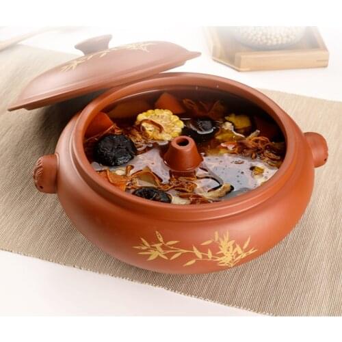 Purple Clay Casserole Yunnan Zisha Steamer Stovetop Stew Soup Cookware Ceramic Stockpot for Multipurpose Use