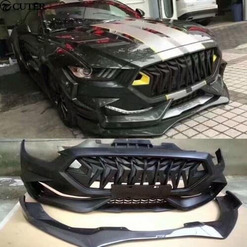 FRP Wide Car body kit Unpainted front bumper Carbon fiber front lip for Ford Mustang Limgene ones body kit 15-17