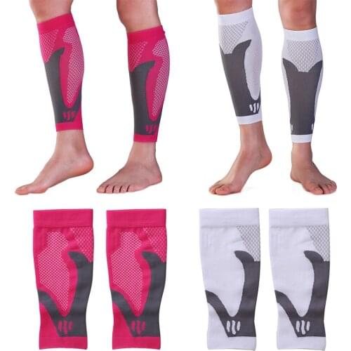 Pair of Calf Compression Sleeve - Strong Calf Support Sports Running Recovery Shin Splints Compression Socks - White