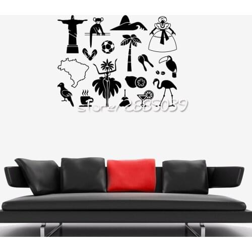 Latin America Symbol Wall Stickers Brazil Carnival Wall Sticker Vinyl Removable Wall Decal Waterproof Design Mural SA842