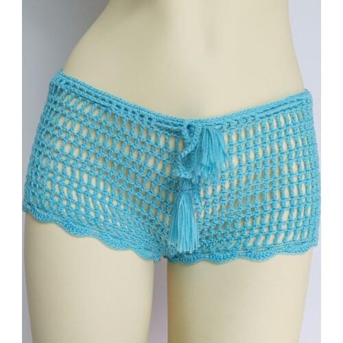 2020 Summer Crochet Bikini Bottom Cover-up Beach Swimming Shorts Surf Board Casual Mini Sexy Knit Shorts