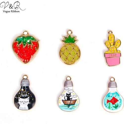 2020 New Diy Jewelry Accessories Materials For Making Jewelry Gold Plated Epoxy Bulb Pineapple Strawberry Cactus Diy Findings