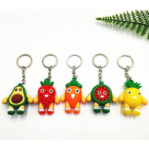 Cute Keychain Women Girl Watermelon Avocado Fruit Key Chain Jewelry Car Bag Charms Pendant Key Ring Birthday Gifts Accessories