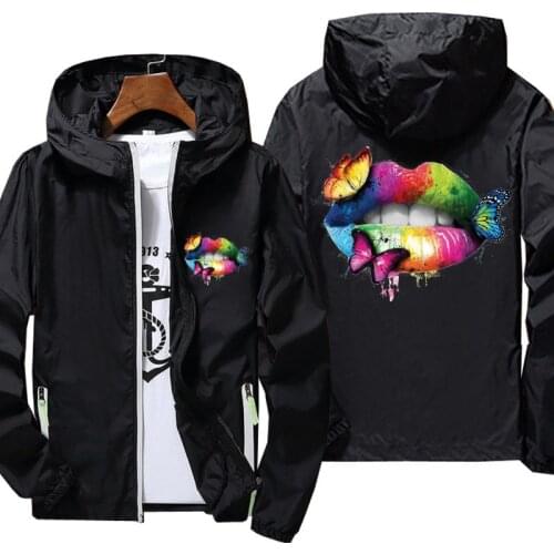 Mens Quick Dry Coat Lips Leopard Graphic Sunscreen Waterproof UV Women thin Outwear Ultra-Light Windbreake Jacket