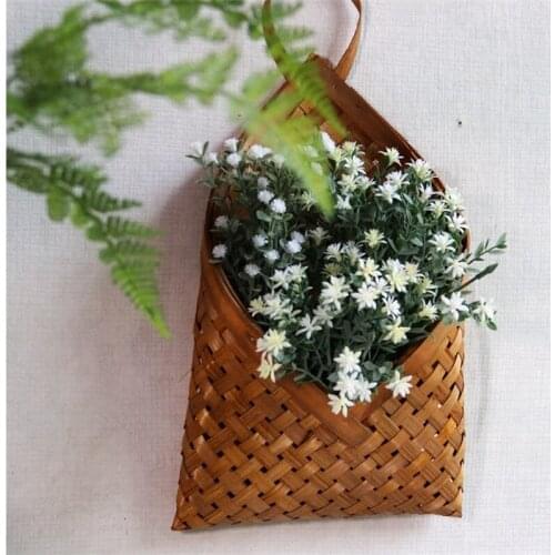 Wall-Mounted Flower Basket Creative Natural Handmade Rattan Storage Basket Multifunction Decoration Hanging Groceries Organizer