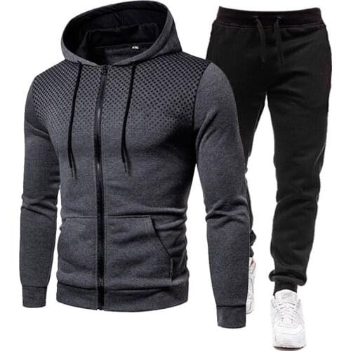 New Autumn Mens Hooded Zipper Suit Fashion Oversized Mens Womens Sports Suit 2-Piece High-Quality Solid Color Sweatshirt