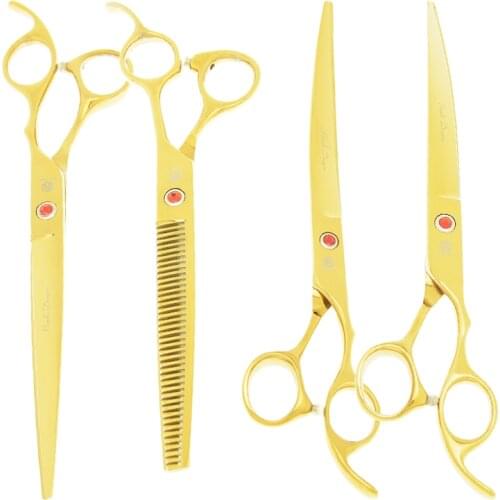 Purple Dragon 8.0" Pet Scissors Dog Cat Grooming Shears Straight Curved Thinning Stainless Steel Animal Hairdressing Tool B0049B