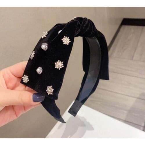 Jennie velvet bow snowflake hairbands black women hair accessories