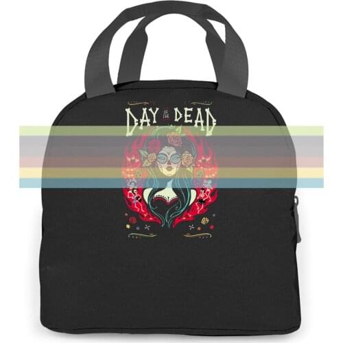 Awesome Mexican Day of The Dead Vibrant Poster Wos Cut Femme Tracksuit women men Portable insulated lunch bag adult