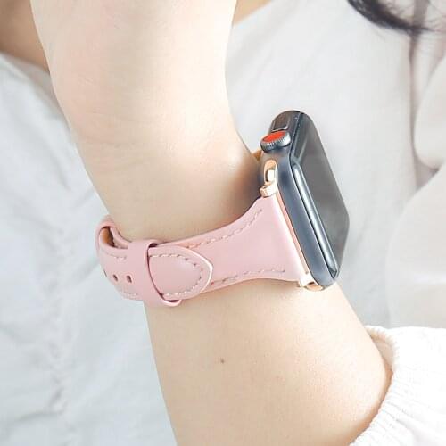 Bracelet Belt Genuine Leather Band for Apple Watch 42MM 38MM 44MM 40MM Strap for iWatch series 6 Se 5 4 3 2 1 Womens Watchband