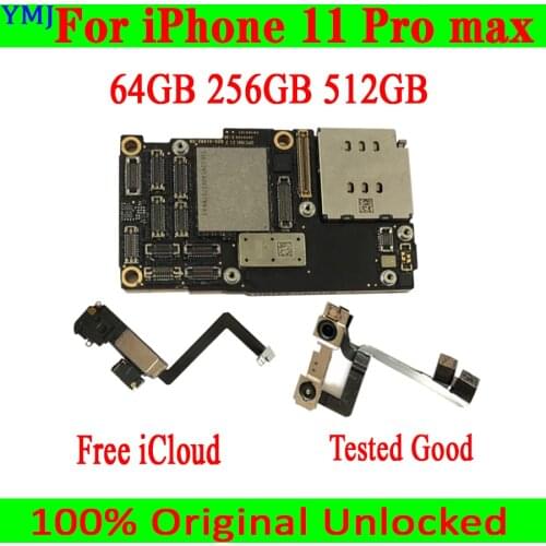 With/Withou Face ID For iPhone 11 Pro Max Motherboard 64GB/256GB/512GB Original Unlocked Clean iCloud For iPhone 11 Pro Max MB