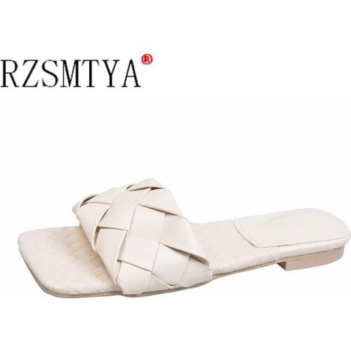 New Fashion Weaving Summer Slippers Women Casual Open Toe Flat Sandals Woman Comfortable Beach Slides Flip Flops