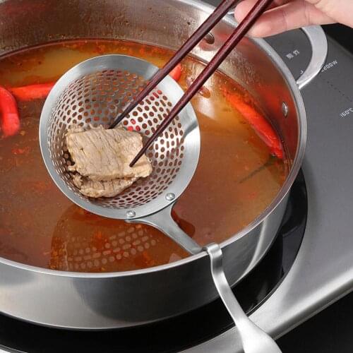 304 Stainless Steel Skimmer Strainer Colander Mesh Food Filter Oil Frying Scoop Noodles Dumpling Sieve Kitchen Tools Kitchenware