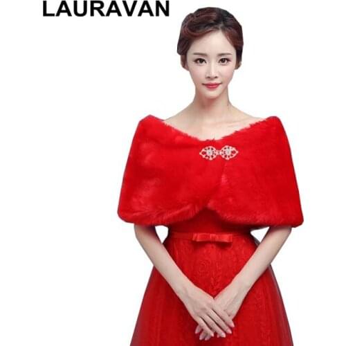 2020 Wedding Jackets Wrap Winter Ivory Red Faux Fur Bridal Boleros Shrug For Evening Dresses Cheap Wedding Fur Coat Mariage